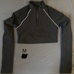 Victoria’s Secret Black Long Sleeve Crop Top with White Accents